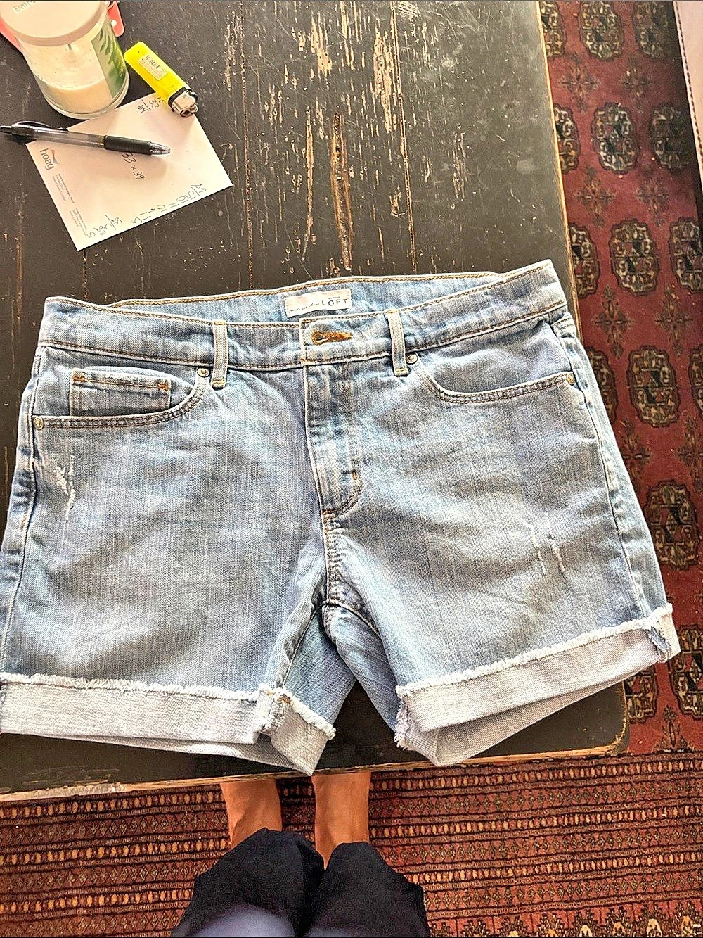 LOFT Women's Distressed Denim Jean Shorts Waist 29